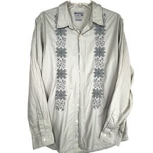 Lucky Brand men's button up shirt, tan-gray, size L, EUC